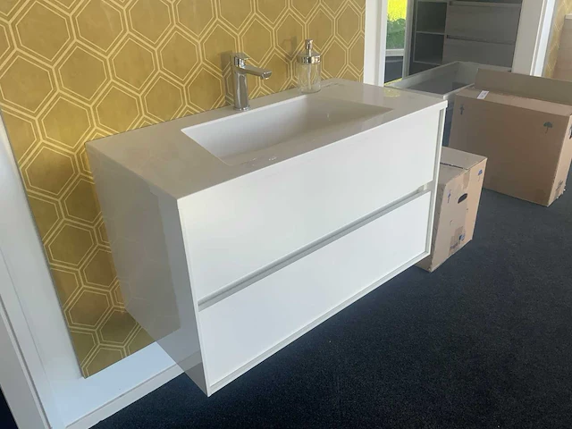 Wavedesign pescara hoogglans wit 90cm badmeubelset - afbeelding 4 van  9
