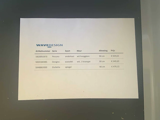 Wavedesign pescara hoogglans wit 90cm badmeubelset - afbeelding 9 van  9