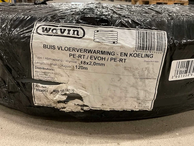 Wavin pe-rt / evoh / pe-rt 18x2.0mm rol á 120m vloerverwarming en -koeling buis - afbeelding 2 van  2