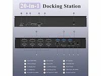 Wavlink 20in1 usbc oder usb 3.0 quad 4k 60hz display universeel dockingstation voor macbook en windows-laptop - afbeelding 3 van  4