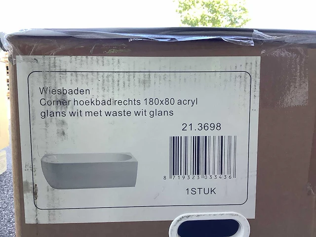 Wb - 21.3698 - hoekbad corner rechts met waste wit glans - afbeelding 7 van  7