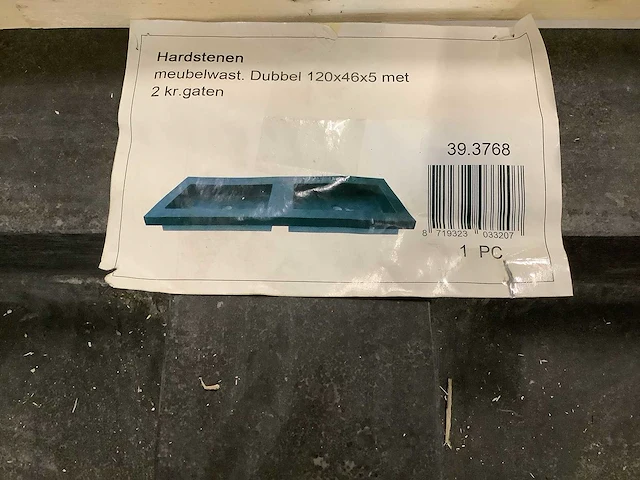 Wb - 39.3768 - meubel wastafel hardsteen met 2 kraangaten. - afbeelding 3 van  6