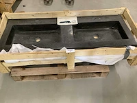 Wb - 39.3768 - meubel wastafel hardsteen met 2 kraangaten. - afbeelding 4 van  6