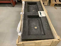 Wb - 39.3768 - meubel wastafel hardsteen met 2 kraangaten. - afbeelding 5 van  6