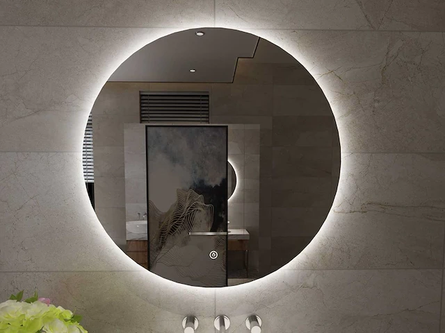 Wb - giro - badkamerspiegel diameter 80 cm, frameloos led verlichting rondom. - afbeelding 1 van  3