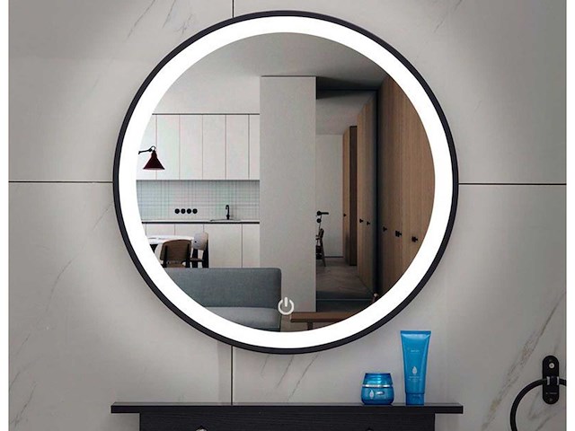 Wb - lista nera - spiegel rond 100 cm. met led verlichting dimbaar - afbeelding 1 van  3