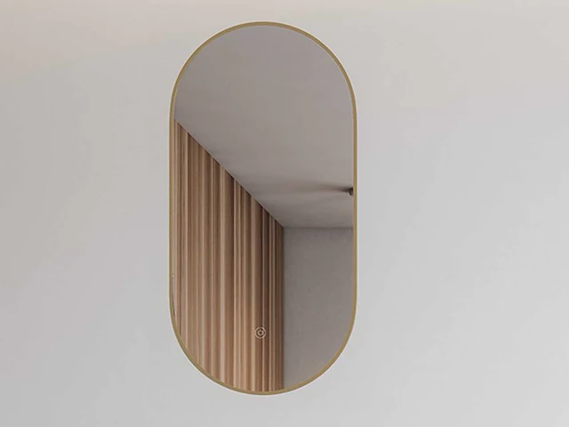 Wb - nomi 38.3711 - spiegel met lijst ovaal met led, dimbaar en spiegelverwarming 50x100 cm - afbeelding 1 van  3