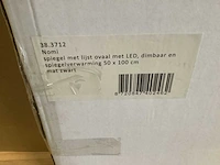 Wb - nomi 38.3712 - spiegel met lijst ovaal met led, dimbaar en spiegelverwarming 50x100 cm - afbeelding 2 van  3