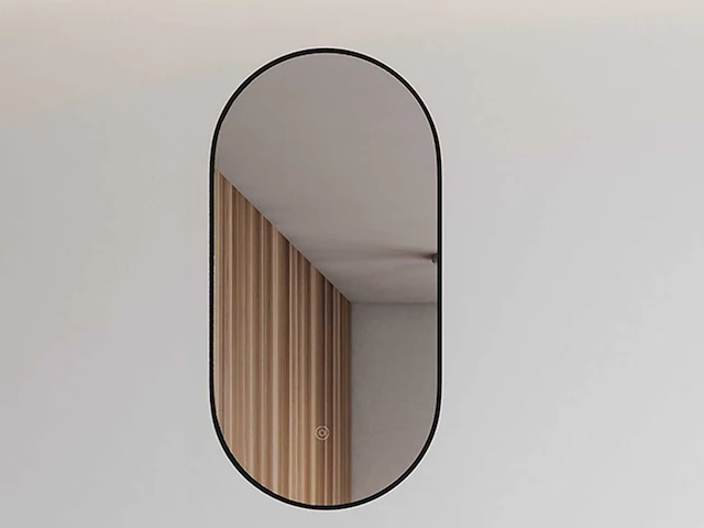 Wb - nomi 38.3712 - spiegel met lijst ovaal met led, dimbaar en spiegelverwarming 50x100 cm - afbeelding 1 van  3