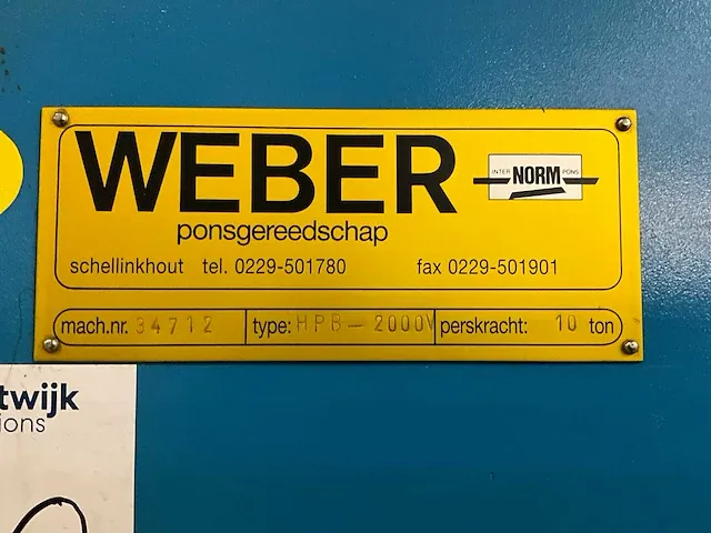 Weber hpb-2000v ponsmachine - afbeelding 9 van  9