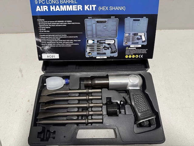 Weber tools pneumatische beitelhamer 9 delig in koffer - afbeelding 1 van  2