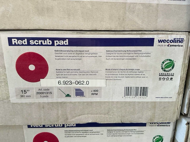 Wecoline red scrub pad 15 inch (5x) - afbeelding 2 van  2