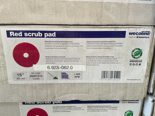 Wecoline red scrub pad 15 inch (5x) - afbeelding 2 van  2