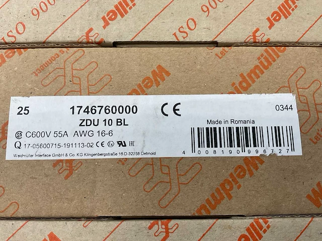 Weidmüller zdu 10 bl doos á 25 stuks verbindingsrijgklemmen (5x) - afbeelding 2 van  2