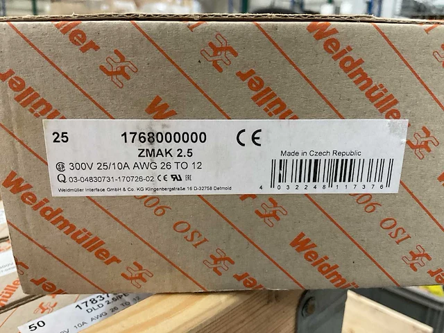 Weidmüller zmak 2.5 doos á 25 stuks verbindingsrijgklemmen - afbeelding 2 van  2
