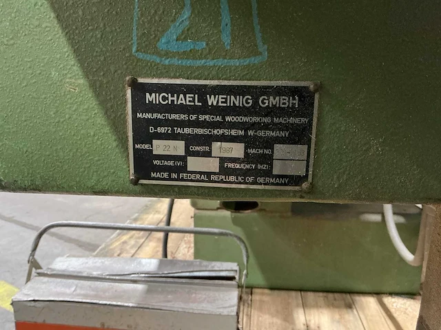 Weinig - 1987 - profimat 22 n - vierzijdige profileer- en schaafmachine - afbeelding 4 van  14