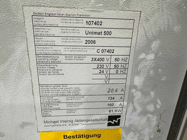 Weinig - 2006 - unimat 500 - vierzijdige profileer- en schaafmachine - afbeelding 6 van  14