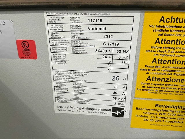 Weinig - 2012 - variomat - vierzijdige profileer- en schaafmachine - afbeelding 9 van  17