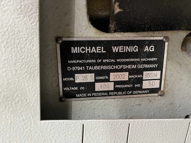 Weinig - profimat 26 super - vierzijdige profileer- en schaafmachine - 2002 - afbeelding 18 van  27