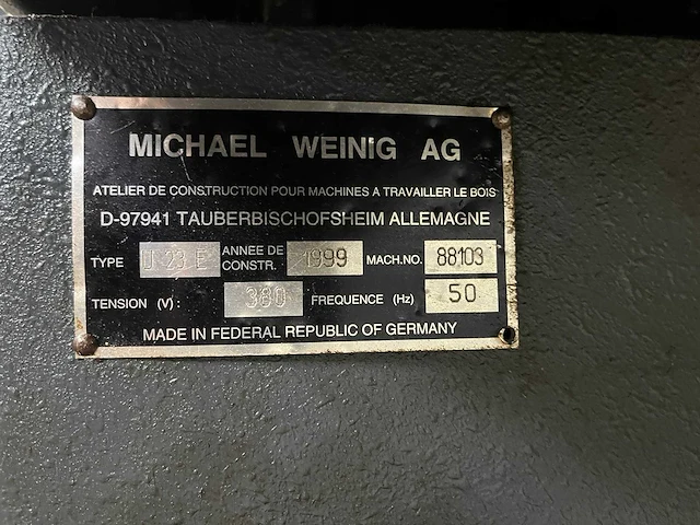 Weinig - unimat 23 e - vierzijdige profileer- en schaafmachine - 1999 - afbeelding 9 van  17