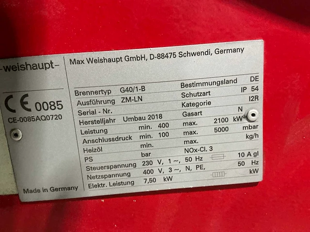 Weishaupt g40/1-b gasbrander - afbeelding 8 van  8