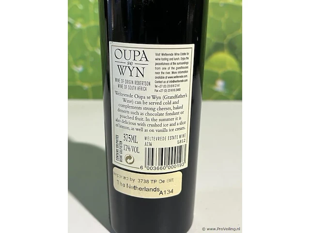 Weltevrede versterkte wijn - oupa se wyn - 2 flessen á 750ml - afbeelding 4 van  6