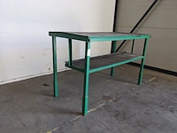 Werkbank met legplank en rvs blad, groen - afbeelding 3 van  5
