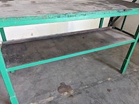 Werkbank met legplank en rvs blad, groen - afbeelding 4 van  5