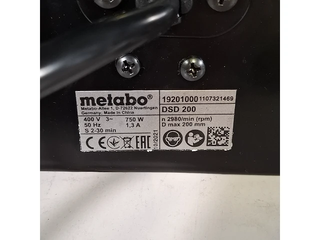 Werkbank slijper, metabo, jsd 200, 2021 - afbeelding 10 van  12