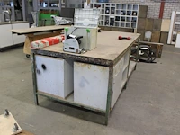 Werktafel 252 x 123 x 94 cm met metalen onderstel, deur, lade en onderplateau let op! exclusief genummerde... - afbeelding 4 van  4