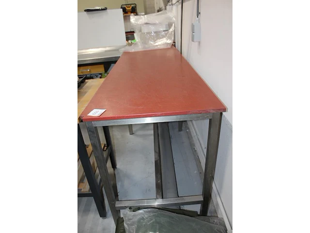 Werktafel met kunststof blad en rvs onderstel wijdeven & zn. afmeting 250 x 70 x 90 cm. let op: klein hoekj... - afbeelding 2 van  3