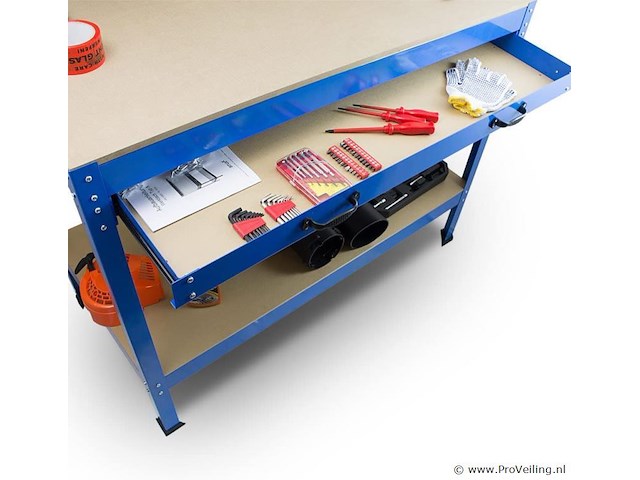 Werktafel / werkbank 115 x 55 x 140 cm incl. lade & gereedschapswand - afbeelding 2 van  2