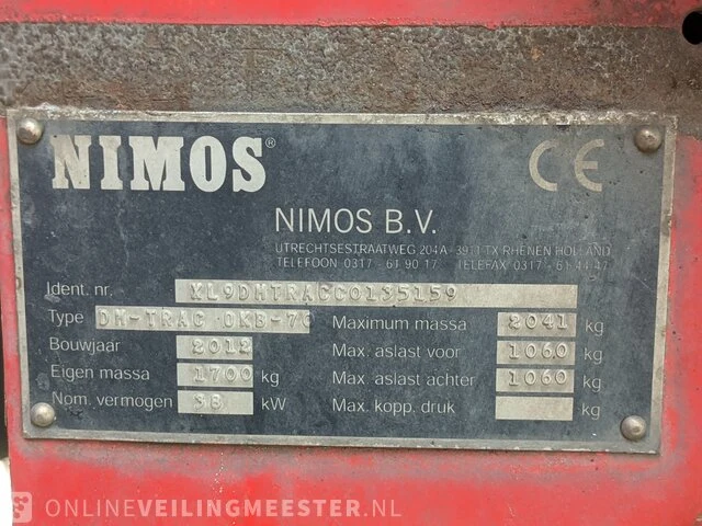 Werktuigendrager nimos, dh-trac okb-70 met veger- en kantensnijder, bouwjaar 2012 | 741h. | t-83-bzr - afbeelding 28 van  37