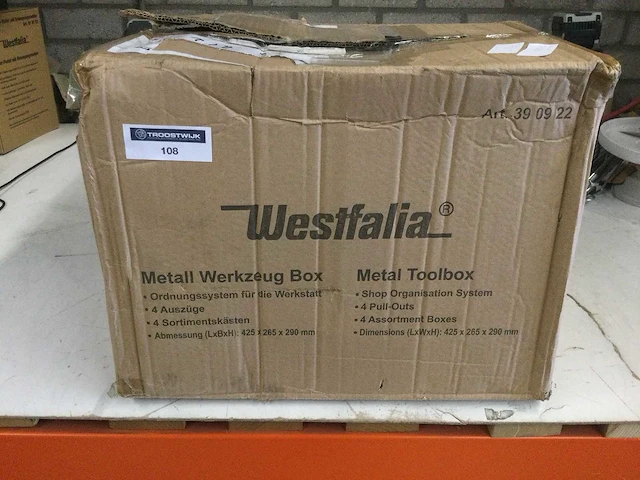 Westfalia - gereedschapskoffer inclusief 4 opbergdozen zonder inhoud. - afbeelding 2 van  3