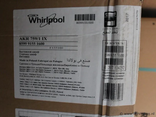 Whirlpool akr759/1ix afzuigkap - afbeelding 3 van  3