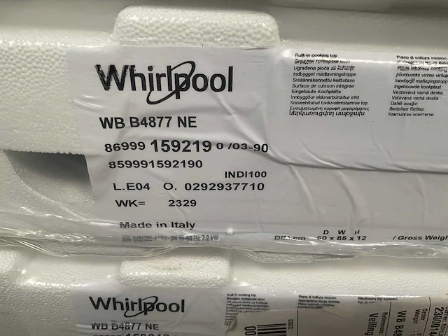 Whirlpool wb b4877 ne inbouw 4-zone inductie kookplaat - afbeelding 4 van  4