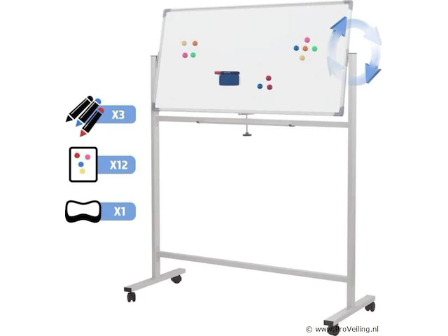 Whiteboard- magneetbord met alu frame- 120x60 cm, magnetisch, draaibaar - afbeelding 1 van  11
