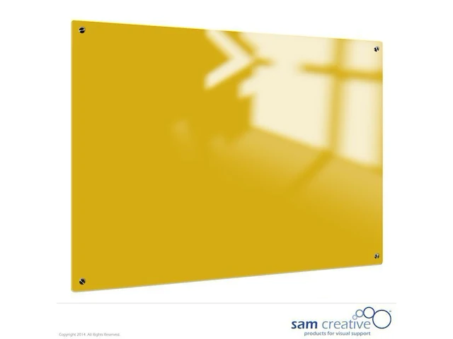 Whiteboard glas solid canary yellow 120x240 cm sam creative, gsccm120240 - afbeelding 1 van  2