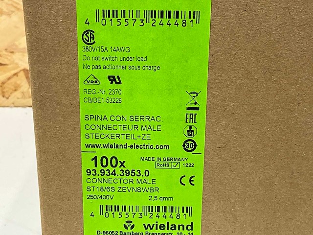 Wieland 93.934.3953.0 kabelstekker male zwart+bruin vergrendeling (100x) - afbeelding 4 van  4