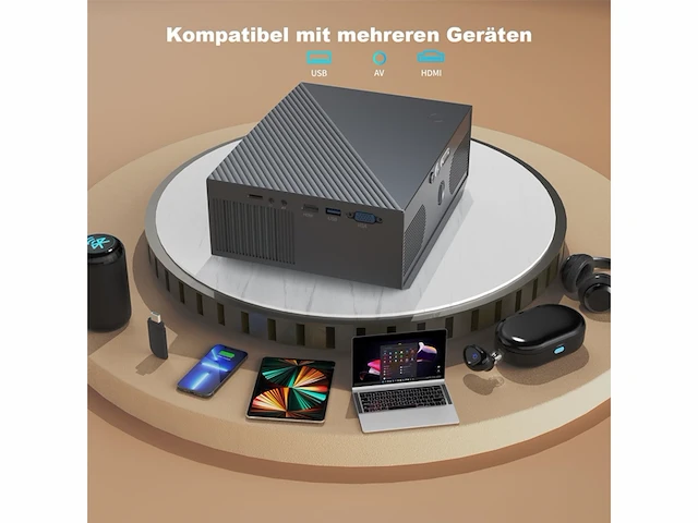 Wielio beamer 5g wifi en bluetooth 5.1 native 1080p full hd-ondersteuning 4k compatibel met iphone/android/laptop/tv stick - afbeelding 1 van  6