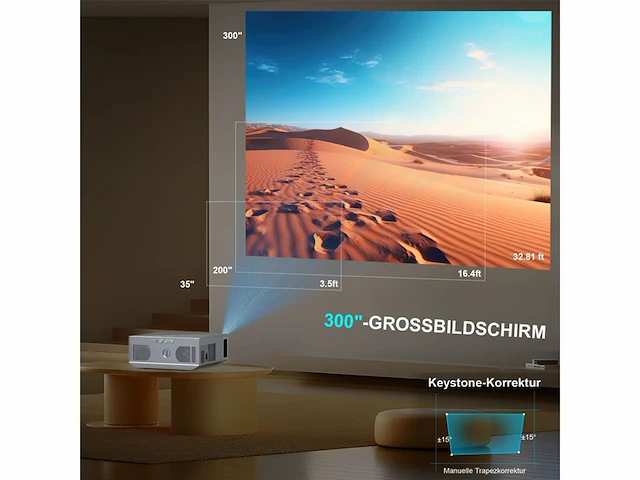 Wielio beamer 5g wifi en bluetooth 5.1 native 1080p full hd-ondersteuning 4k compatibel met iphone/android/laptop/tv stick - afbeelding 2 van  6