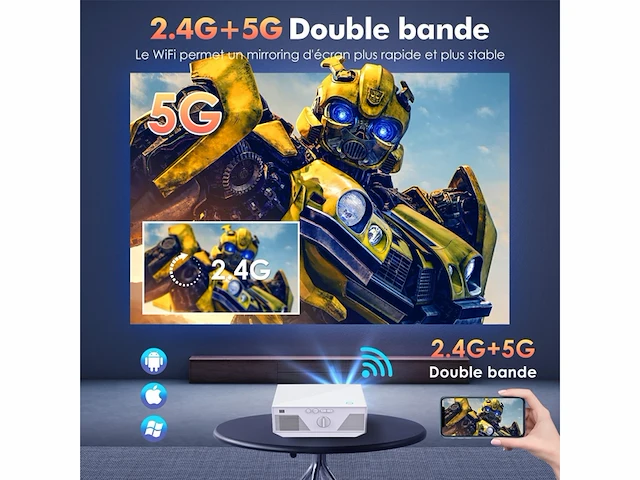 Wielio mini beamer wifi bluetooth native 1080p full hd 300 inch display - afbeelding 4 van  5