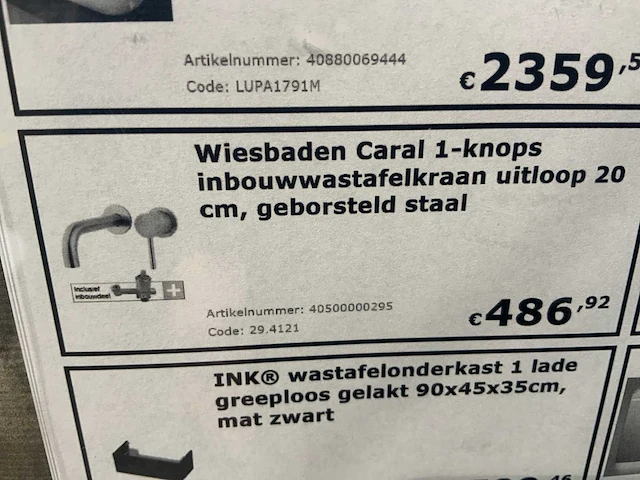 Wiesbaden caral inbouw wastafelkranen (2x) - afbeelding 5 van  5