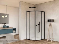 Wiesbaden kay douchecabine kwartrond 80x80x185 cm mat zwart nano antikalk glas - afbeelding 1 van  2