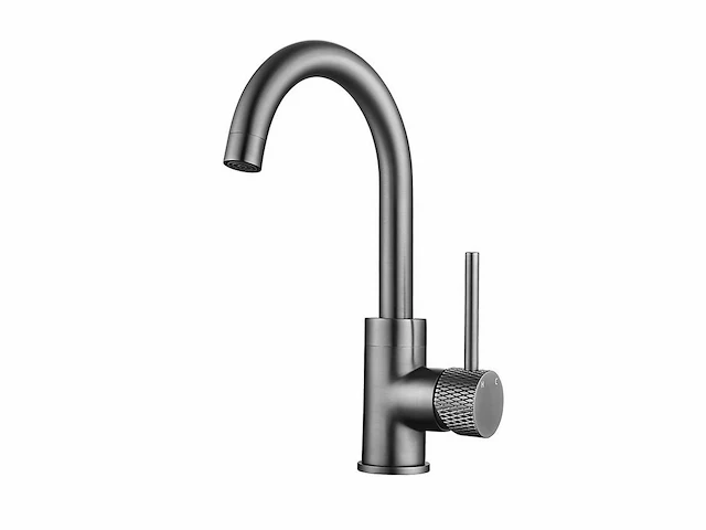 Wiesbaden ribbd wastafelkraan met draaibare uitloop gunmetal (2x) - afbeelding 1 van  2