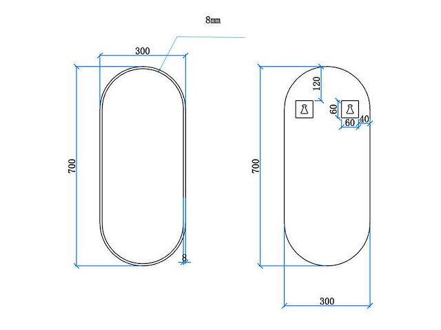 Wiesbaden spiegel ovaal renk met lijst geborsteld messing 30 x 70 cm (8x) - afbeelding 2 van  3
