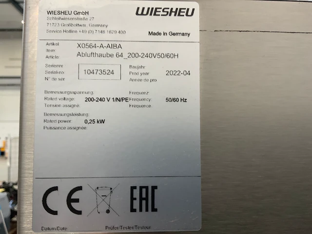 Wiesheu & winterhalter euromat 64s bakkerijoven & pannenwasmachine - afbeelding 7 van  9