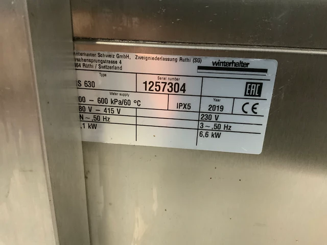 Wiesheu & winterhalter euromat 64s bakkerijoven & pannenwasmachine - afbeelding 9 van  9