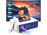 Wifi projector, bluetooth projector, draagbare mini projector, 16000 lumen, native full hd 1080p, buiten slimme projector wit - afbeelding 1 van  3