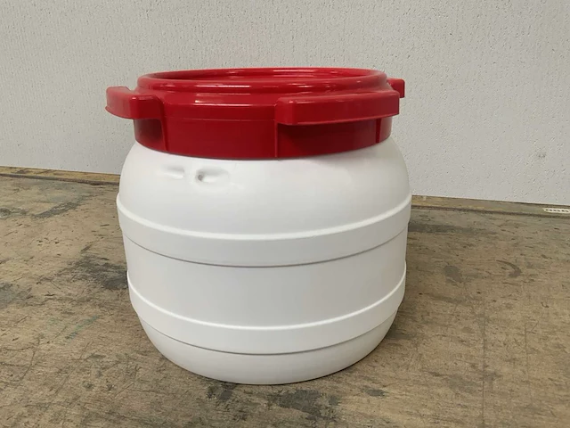 Wijdmondvat - waterkluis 10,4 liter wit met rood deksel - afbeelding 4 van  7